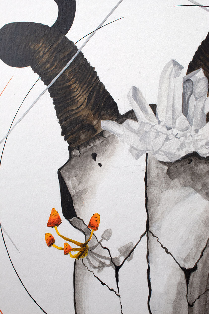 Addax-Antelope-Skull-Acrylic-Painting