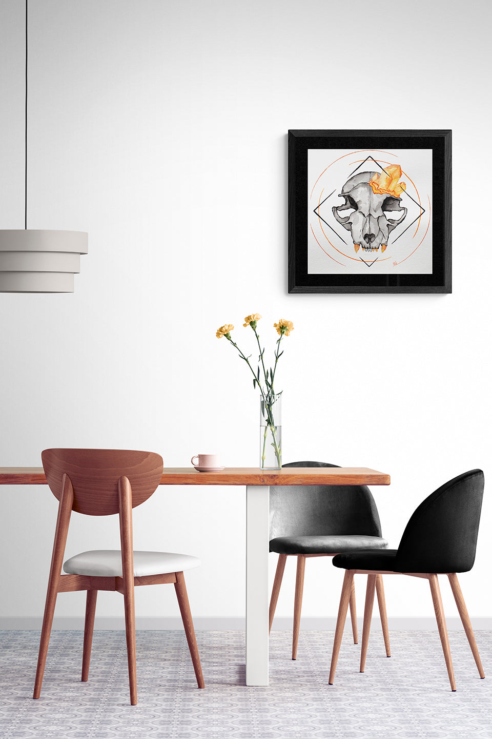 Cat-Skull-Watercolor-Painting-Mock-Room