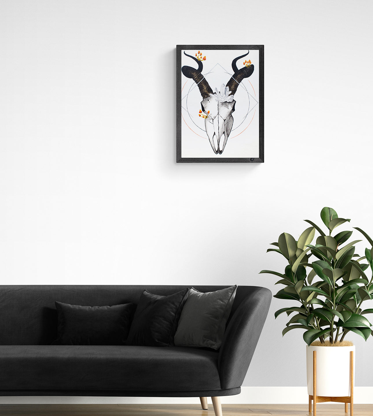 Addax-Antelope-Skull-Acrylic-Painting-Mock-Room